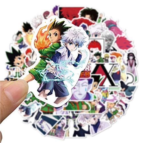 50pcs Japanese Hunter×Hunter Anime Stickers Waterproof Laptop Stickers Car Bicycle Suitcase Computer Water Bottle Mobile Phone Stickers Water Resistant Decals (HXH 1)