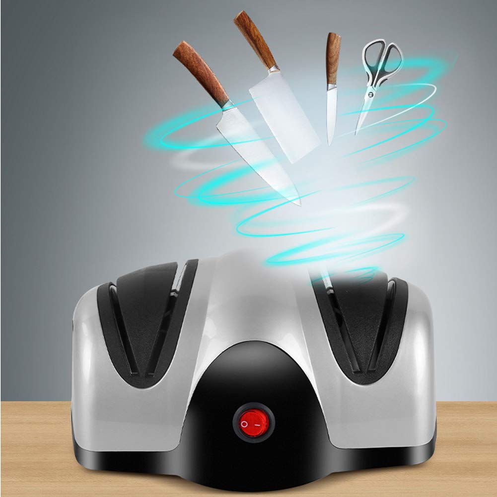 Affilacoltelli Elettrico, Interruttore One-Touch per Affilatura Affilata, con Design del Dissipatore di Calore A Ventosa, Ventosa nella Parte Inferiore per Un'Aspirazione Stabile E Sicura Black