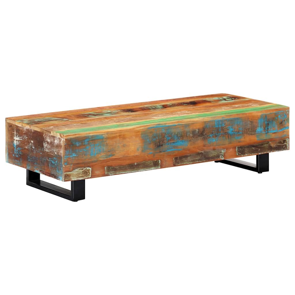 Mesa de café 120 x 50 x 30 cm madera maciza recuperada acero