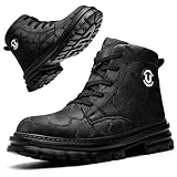 Micanlo Damen S3 Sicherheitsstiefel Hochschnitt, Leichte & Bequeme Arbeitsstiefel für alle Jahreszeiten, EU Stahlkappe Schutz vor Stößen und Durchstichen