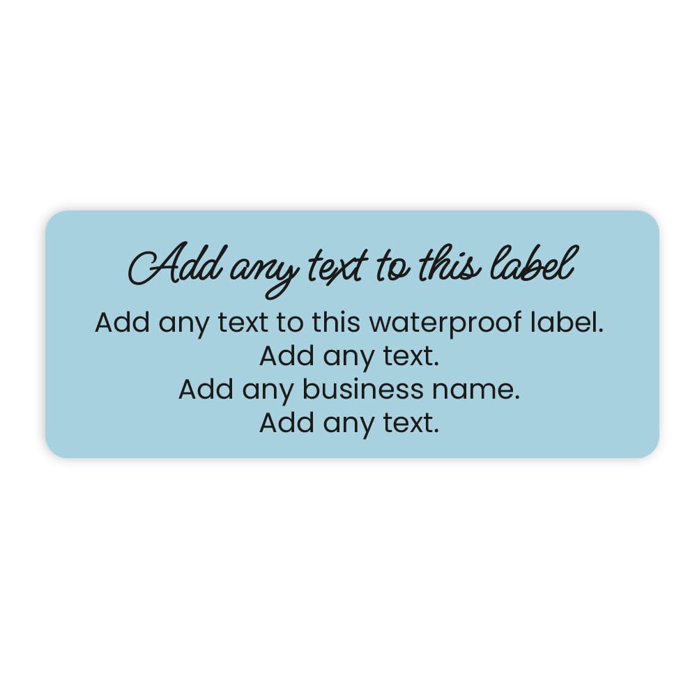 Light Blue Colourblock Waterproof Labels - Add Any Text - Pack of 30