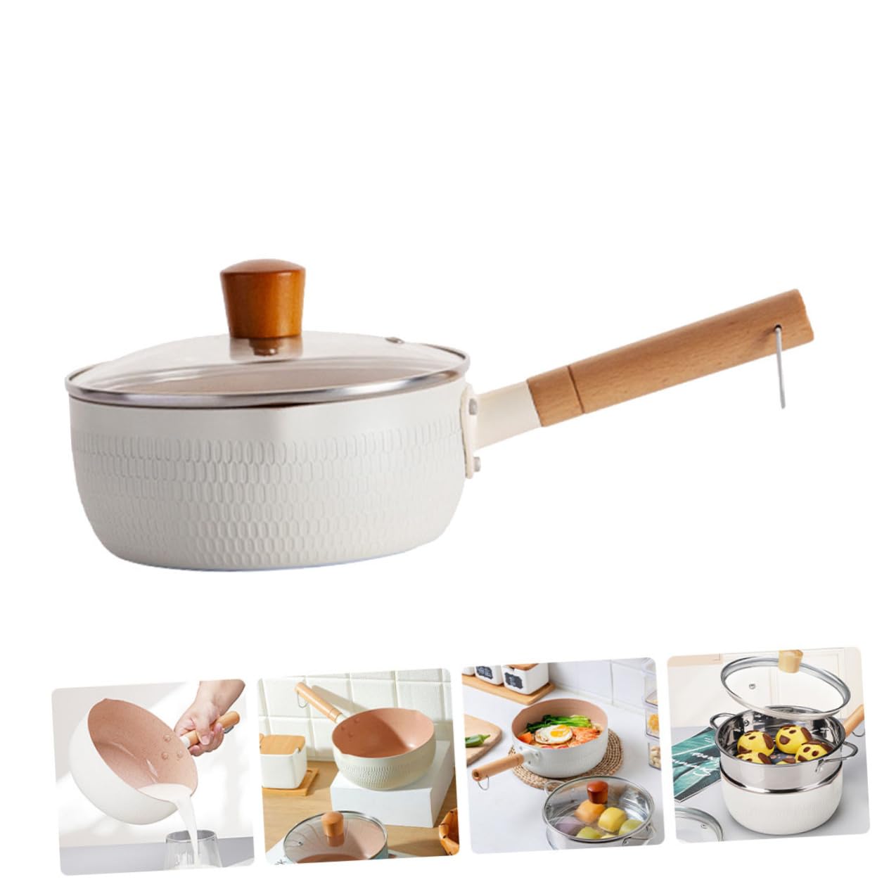 Antihaft Milchpfanne Mit Deckel Weiß Umweltfreundlicher Langlebiger Kochtopf Für Induktion Vielseitig Für Babyernährung Frühstück Milch Und Sauce Einfache Reinigung Premium Haushal