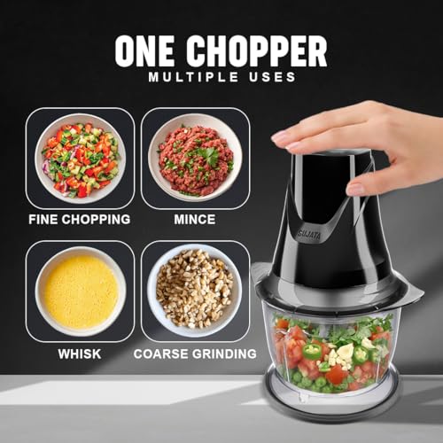 Image of Sujata Chopcraft Electric Chopper 900ml, Vegetable Chopper for Kitchen | Dual Speed | 3200 RPM High Speed Motor | Stainless Steel Blades | Chop, Mince, Whip & Blend | Black