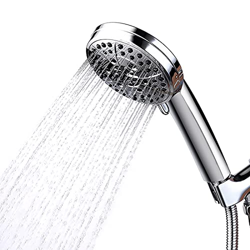 Pommeau de douche haute pression à 7 fonctions avec flexible en acier