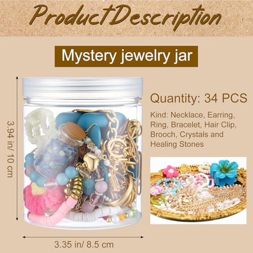 Image of Tondiamo Mystery Jewelry Jar 34 Surprise Jewelry Box for Women Earrings Ring Bracelet Necklace Hair Clip Her Birthday Gift