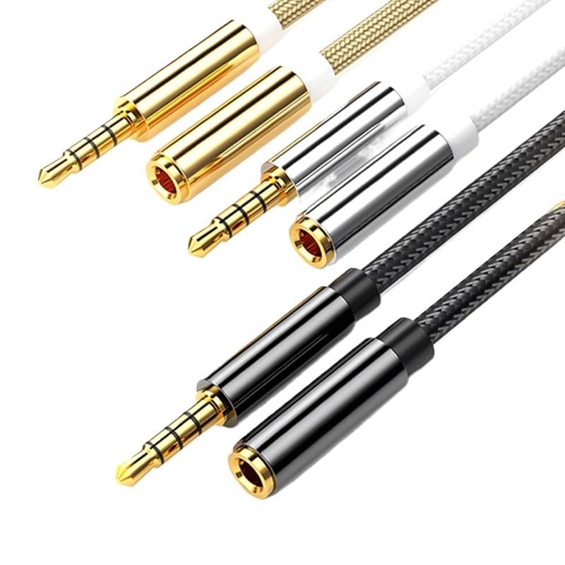 3.5mm Ja-ck Aux Cable Audio Extension Cable for Headphones Extender Cord for Mobile Car PC Amplifier MP3/MP4 Player(Golden,2m)