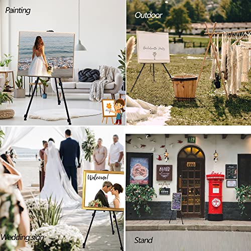 2Pcs 66 Inches Arts Crafts Easel By Aokbean Aluminum Metal Tripod Easel Stand With Portable Bag Adjustable Height Easel For Floor Painting Displaying (66 In Black-2 Pack) #TOP5