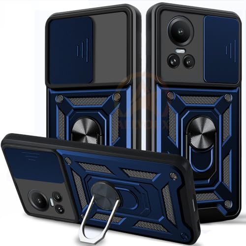 Image of Armor Bumper Back Cover Case for Oppo Reno 10 /10 Pro 5G Rotating Camera Cover, Ring Holder & Kickstand | Heavy Duty & 360 Degree Protection Oppo Reno 10 /10 Pro 5G Back Cover (Blue)