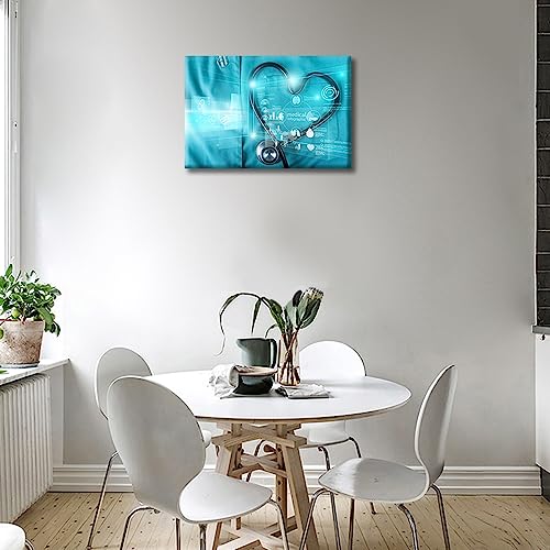 Image of TUMOVO Stethoscope Poster Wall Decor 1 Pieces Poster Clinical Laboratory Art Prints Wall Decor Living Room Medical House Decor Stretched and Framed Ready to Hang (12 inch Wx18 H)