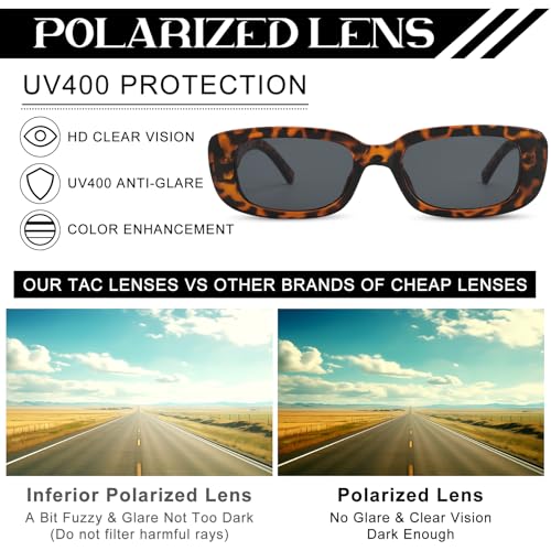 6 Pieces Retro Rectangle Polarized Sunglasses for Women Men Fashion Vintage y2k Trendy 90s Sunglasses UV400 Protection4