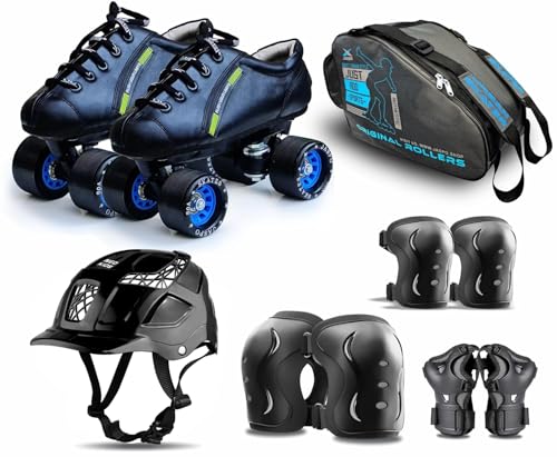 jaspo Unisex_Youth Hail Stone Pro Shoe Skate Combo Size-1 Uk (For Age Group 7-8 Years), Outdoor Wheel, Black