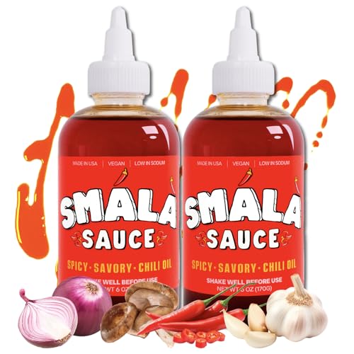 Smala Chili Oil Sauce - Tingly, Spicy, Savory, Umami - Perfect For Pizza, Meat, Veggies, Ramen, Noodles, Dumplings - Garlic, Onion, Sichuan Pepper - Made In USA - Vegan, Gluten Free (6 oz - 2 Pack)