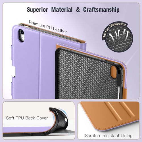 Étui iPad 11e Génération Premium en Cuir Folio Violet avec Porte-Stylet - 5