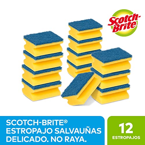 Scotch-Brite Estropajo para fregar sin rayar delicado. 12 esponjas por paquete - Seguro para cristal y utensilios de cocina antiadherentes - imagen 2