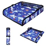 COOLBEBE Airplane Tray Table Cover, Foldable Travel Tray Cover for Toddlers 1-3, Universal Fit for Airplane, Car Seat, High Chair, Machine Washable, Portable, Blue Plane