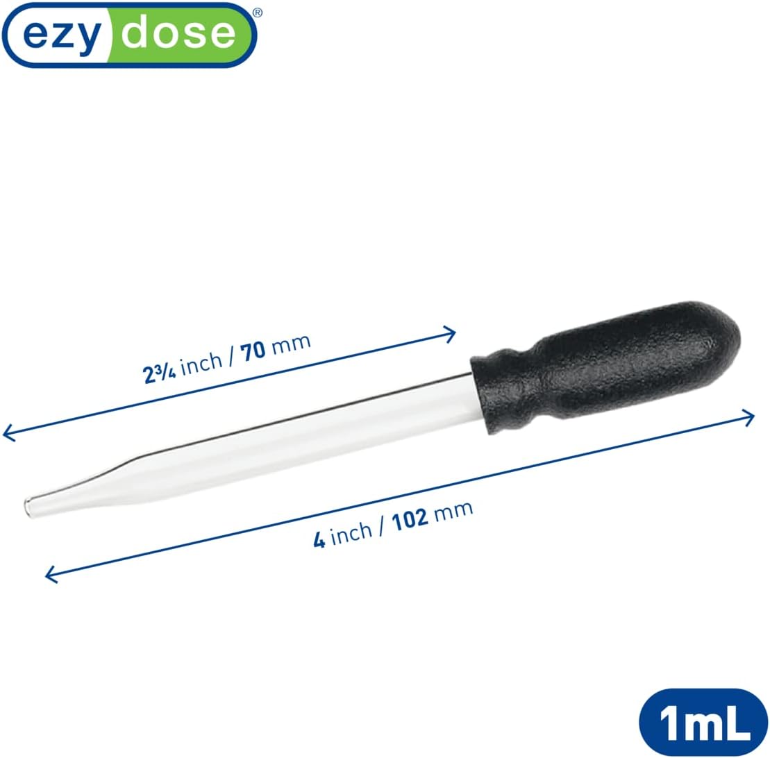 EZY DOSE Ear and Eye Medicine Dropper for Liquid Essential Oils 1ml Capacity Glass, 12 Count, Made in The USA