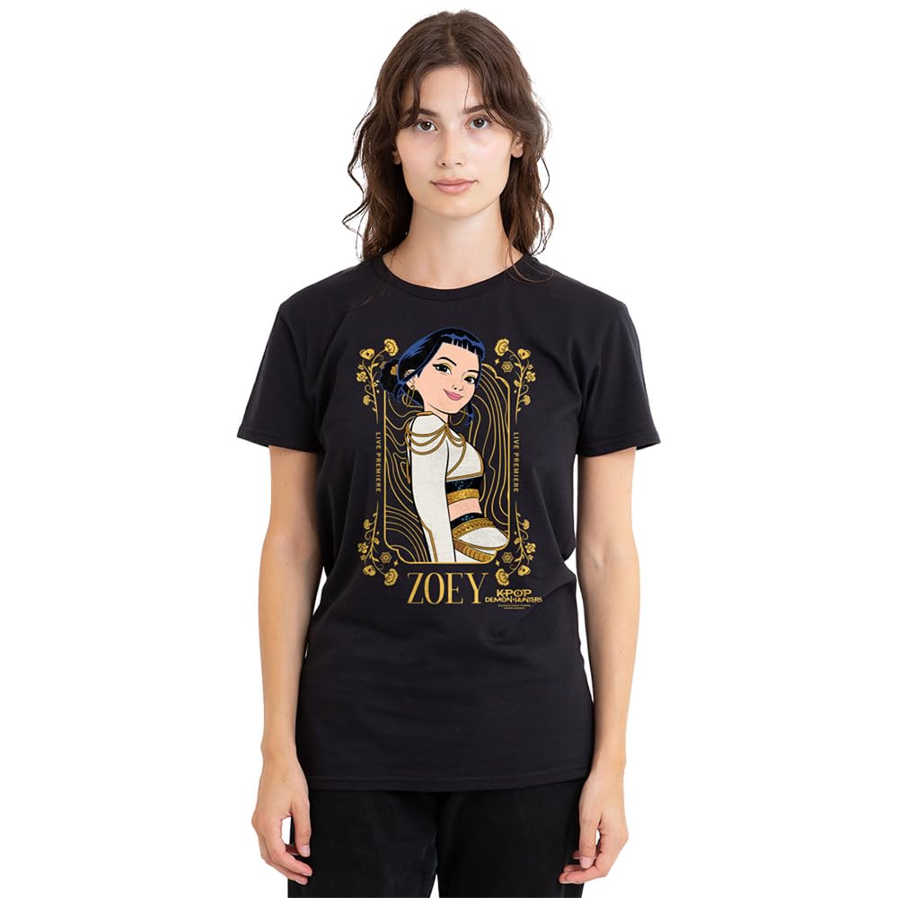 Kpop Demon Hunters Zoey Golden Frame Ladies T Shirt, Black, XX-Large