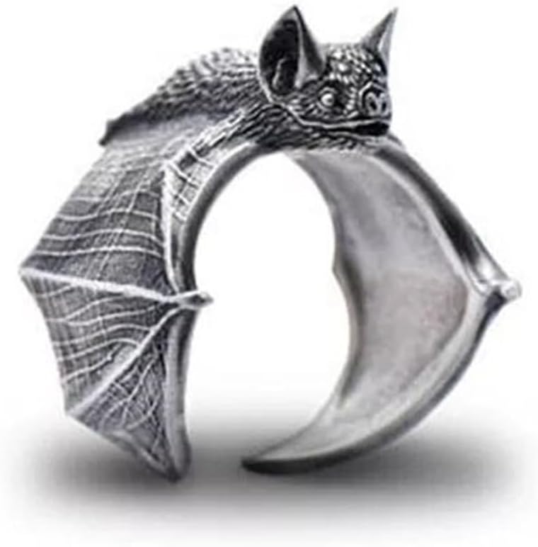Adjustable Vintage Bat Rings,Halloween Black Bat Ring Male,Gothic Halloween Jewelry Ring,Personalized Vintage Animal Open Ring
