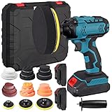 AUTOUTLET Poliermaschine, 21V Akku 1.5 Ah Schnurlos Polierer Auto Schleifmaschine Set Auto Politur Set mit 2 Variable Geschwindigkeit, 75/100/125mm Polierteller/Polierschwamm/Wollscheibe/Schleifpapier