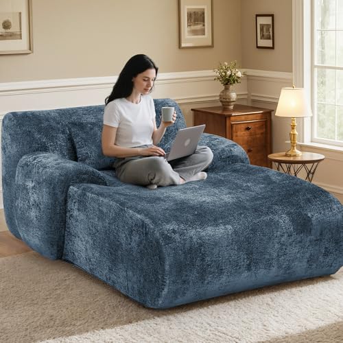 Image of 66 Inches Oversized Chaise Lounge Indoor with Lumbar Pillow