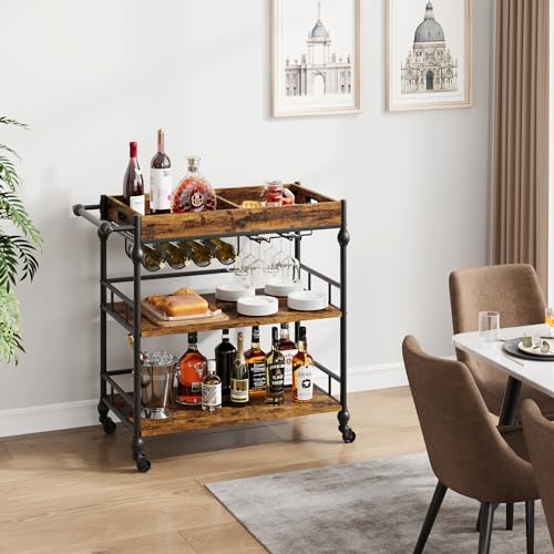 Idealhousebarcartbarcartsforthehome3tierbarcartwithwheelsportablehomebarservingcartsrollingcartwithwinerackandremovabletrayforlivingroomkitchendiningroom Urban Country Home Decor Idealhouse bar cart bar carts for the home 3 tier bar cart with wheels portable home bar serving carts rolling cart with wine rack and removable tray for living room kitchen dining room urban country home decor