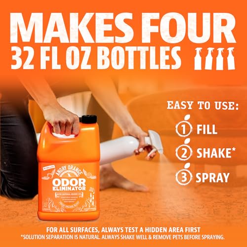 Image of Angry Orange Pet Odor Eliminator for Dog and Cat Urine, Carpet Stains, and Strong Smells - Orange Rush Scent Cleaner - 1 Gallon
