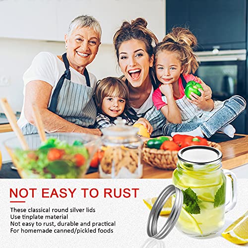 Canning Lids 130Pcs Mason Jar Lids Wide Mouth Canning Lids Anti-Rust And Reusable Jar Lids Caps Leak Proof Airtight Split-Type Lids Silver Canning Flats With Silicone Seals Rings Food Grade Eco-Friendly Material Fit & Airtight Perfect For Cans Food(3.3Inches/ 86Mm) #TOP5