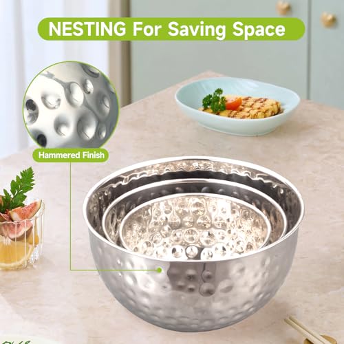 Juego de 3 tazones mezcladores acero inoxidable 6.5QT,4QT,2.5QT miniatura 3