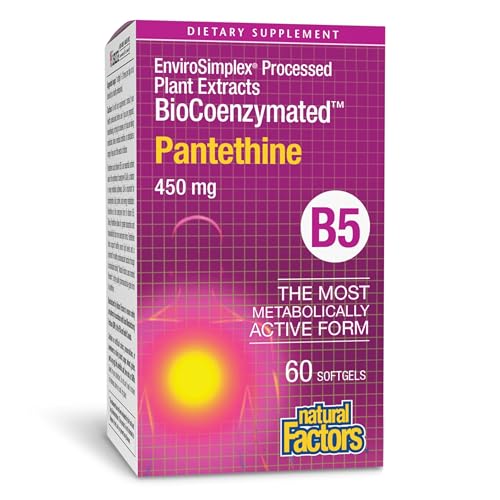 Natural Factors BioCoenzymated Pantethine - B Vitamin Support for Energy Support & Cardiovascular Health - Active Coenzyme Form - Non-GMO Gluten-Free & Dairy-Free - 60 Softgels