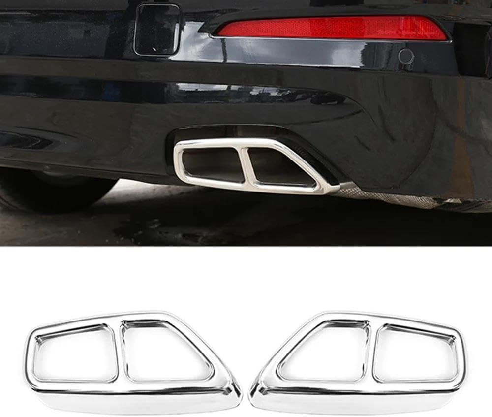 Car Exhaust Muffler Pipe Tip Tailpipe Cover Trim Decoration For BMW 5 Series G30 G31 2017 2018 Stainless Steel Rear End Components(Silver)