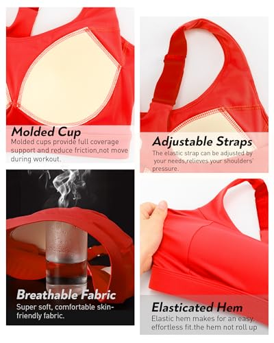 Image of RUNNING GIRL High Impact Sports Bras for Women,Racerback Running Bra Workout Crop Tank Tops Longline Sports Bra Push up
