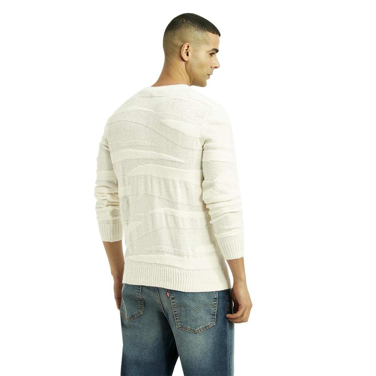 levi's Men's Textured Off-White Crew Neck Sweater-picture-28