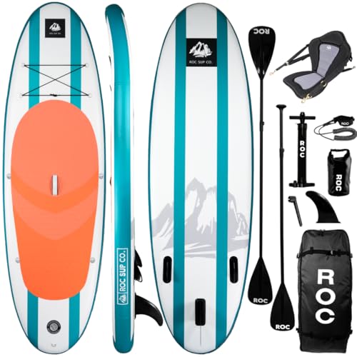 Roc Inflatable Stand Up Paddle Boards with Premium SUP Paddle Board Accessories, Wide Stable Design,...