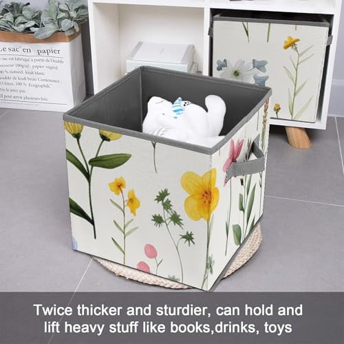 Cube de rangement pliable tissu avec poignees paniere stable - 4