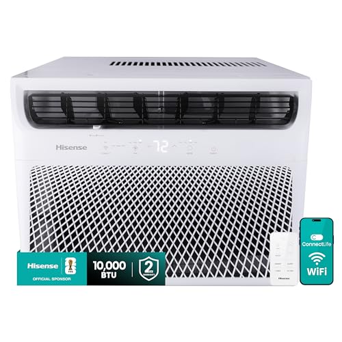 Hisense 10,000 BTU Smart Window Air Conditioner, 3 modes (Cooling, Fan, Dehumidifier), Easy Installation,Ultra Quiet, 2 Years Warranty