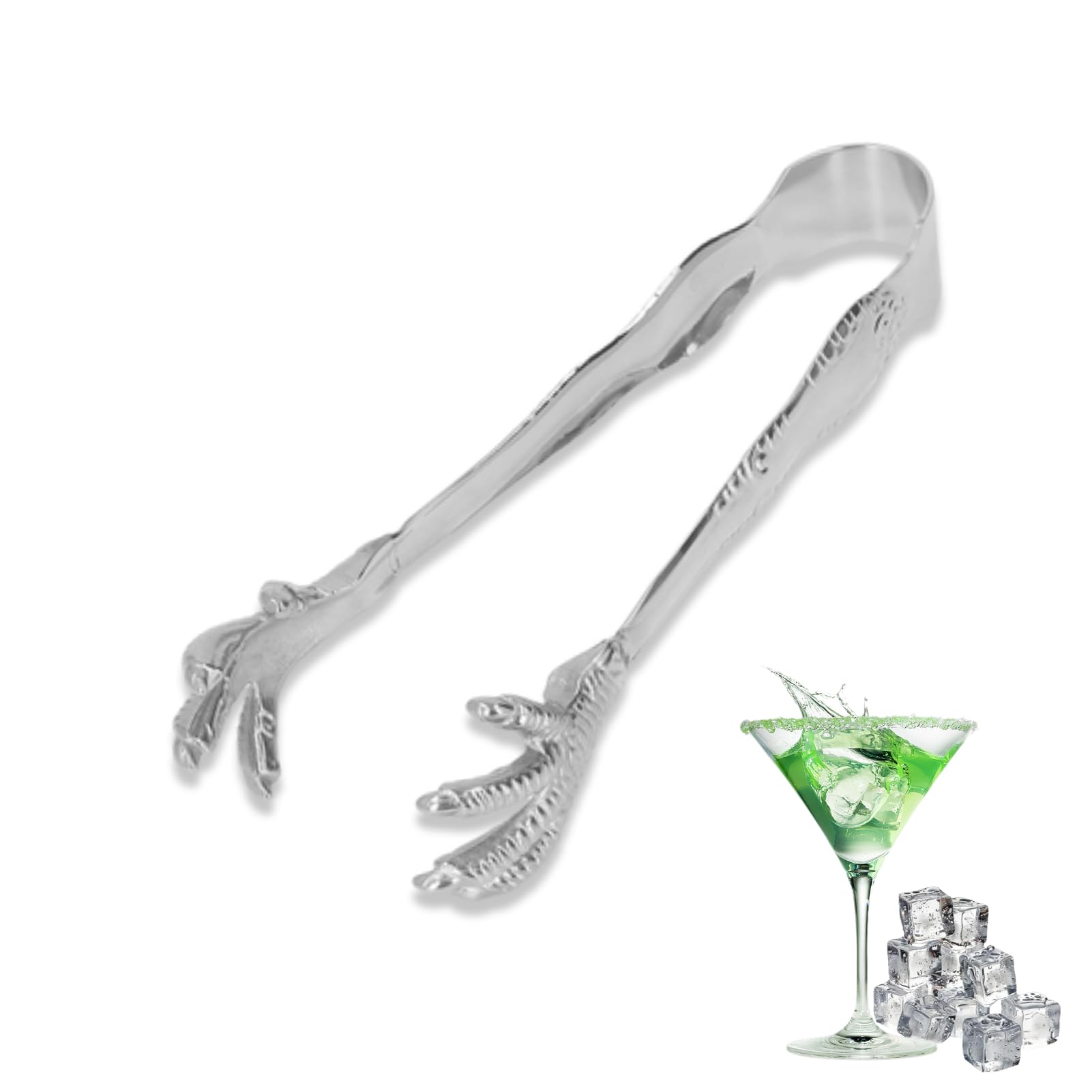 Stainless Steel Ice Tong, Claw Style Ice Tong Ice Cube Tongs for Serving Bar Ice Hockey Special Eagle Claw Shape Tong with Secure Grip for Ice Buckets, Sugar