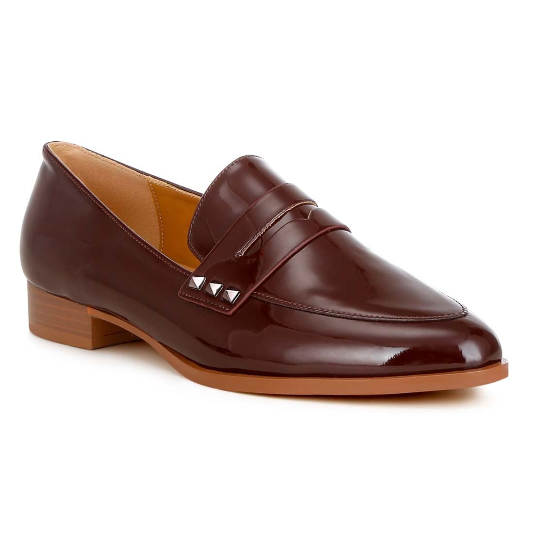 Patent Pleather Penny Loafers Brown-image-47