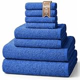 NatureMark 8 TLG. FROTTIER Handtuch-Set mit verschiedenen Größen 4X Gästetücher, 2X Handtücher, 2X Duschtücher | Farbe: Royal Blau | 100% Baumwolle