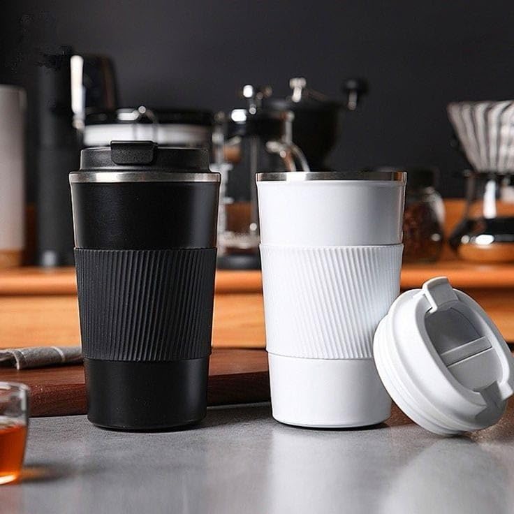 Miniatura 3 de Taza de café de 12 onzas con identificador de temperatura de acero inoxidable doble pared taza termica para bebidas frías calientes tapa a prueba de