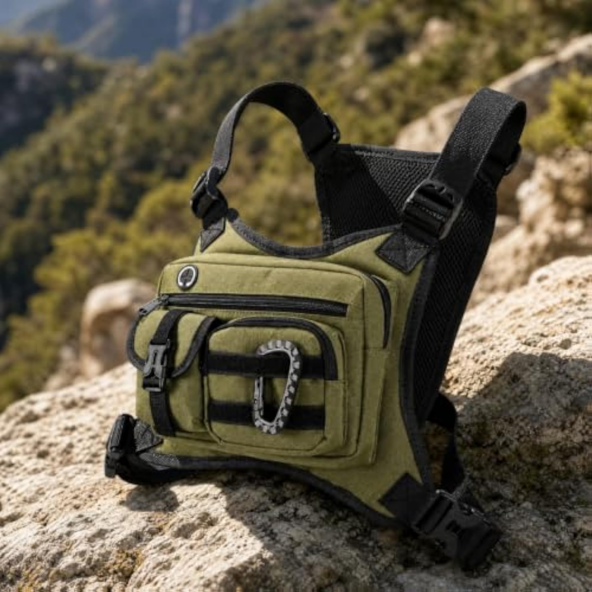 Abrasion-Resistant Polyester Chest Bag with Buckle Flap Pocket