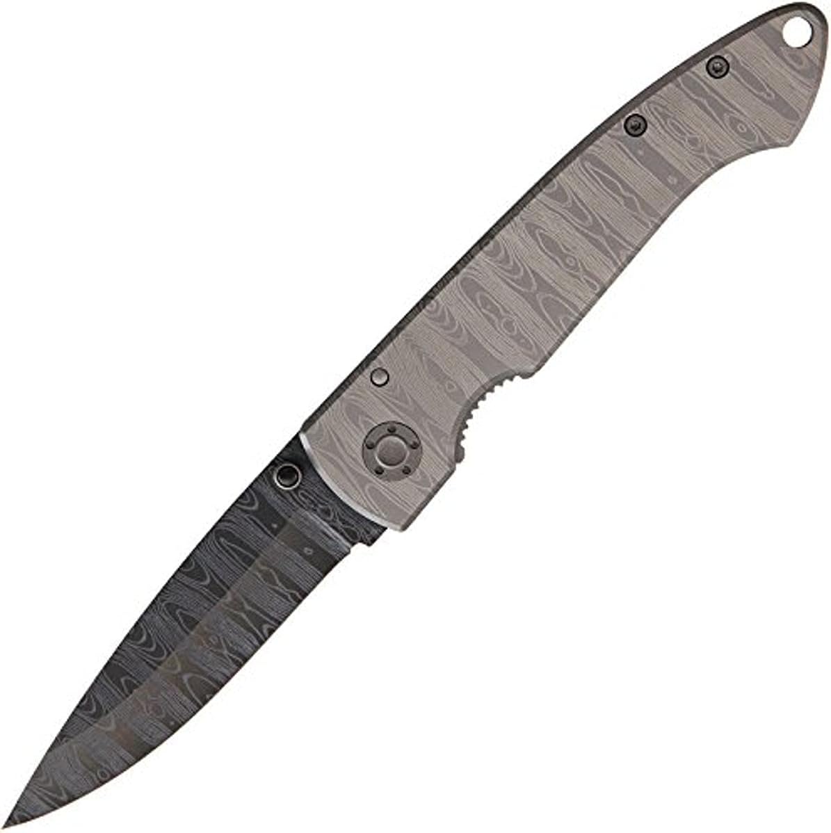 Lasered Damascus Ceramic Folding Knife