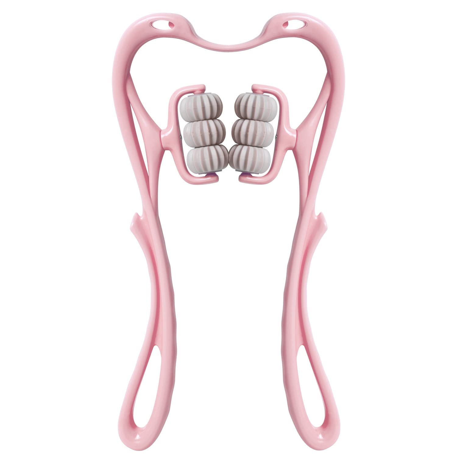 KIYO Neck Massager, Trigger Point Roller Massager for Pain Relief deep Tissue Handheld Shoulder Massager Tool with 6 Balls Massage Point Suitable for Legs Waist Neck and Shoulder Relaxer (Pink)