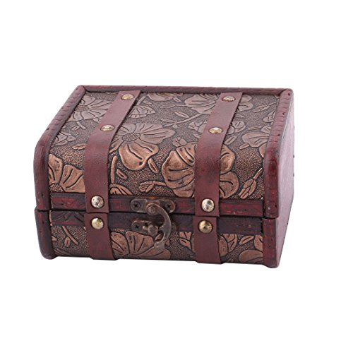 Ruilogod Modelo de madera del estilo antiguo Lotus Familia joyería baratija Colección Caja Organizador