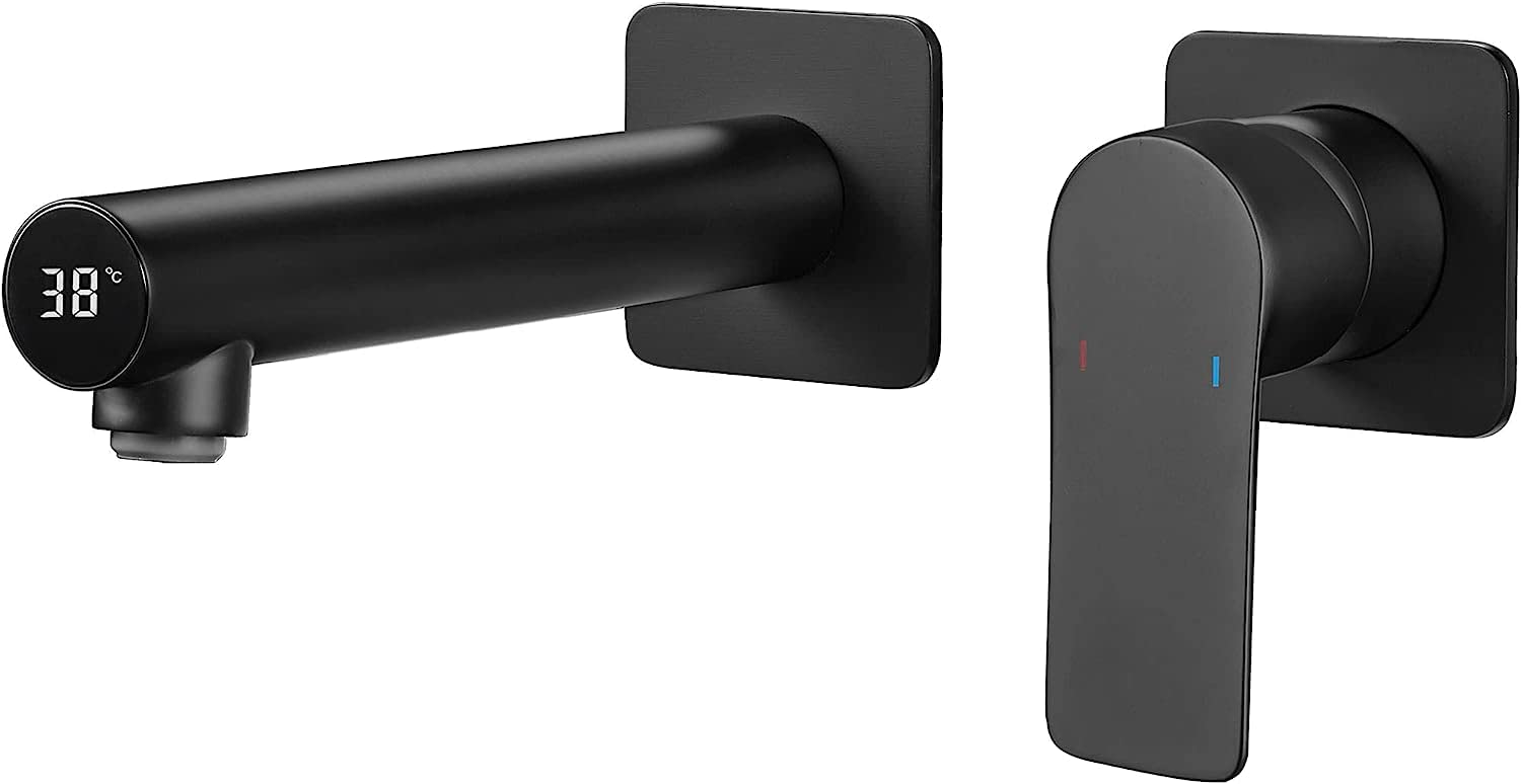 Robinet de salle de bain mural JCAKES noir pour vasque moderne