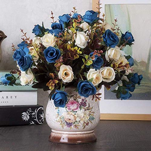 Lhqin Kunstbloem Kunstmatige Bloem Diy Nep Bloem En Vaas Kunststof Boeket Voor Thuis Tuin Feest Bruiloft Kantoordecoratie - Oranje