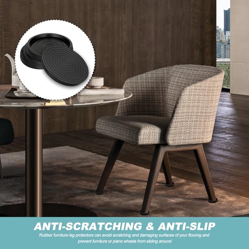 Furniture Caster Cups, Rubber Chair Leg Feet Caps Non Slip Furniture Coasters Pads Leg Floor Protectors for Carpet Bed Cabinet-4pcs - Image 4
