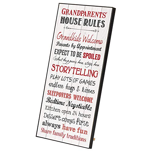 P. Graham Dunn Grandparents House Rules Inspirational Wood Decorative Wall Art Plaque, 16 X 8 White Mounted Print #TOP2