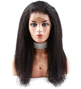 Bella Hair Human Hair Full Lace Wig Kinky Straight, 130% Density Dyeable Natural Black Remy Virgi...