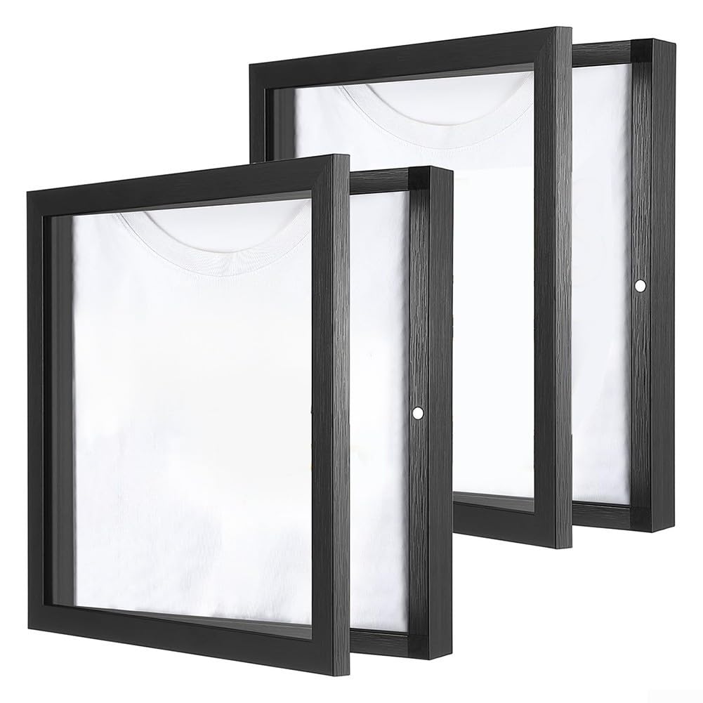 Cornice da esposizione in jersey di legno nero per parete o scrivania, custodia per magliette con finestra trasparente per cimeli di calcio e basket, 33 x 43 cm, sport (35 x 45 cm)