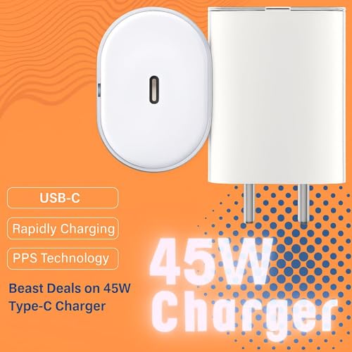 Image of 45W Type C Fast Charger Adapter for 2a Plus /Phone 2A /Phone 2 /3A Charger 1 /Buds /Ear Stick, 45 W USB C Charging Adaptor, 45watt Charge, White